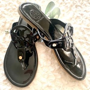 Black Patent Medallion Sandals